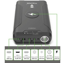 Powerbanka Viking Technology Vidar II s USB-C, USB-A, solárním panelem, DC výstupem a zásuvkou zapalovače cigaret