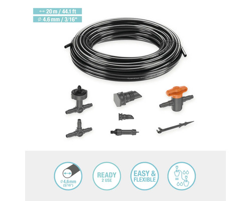Gardena Micro-Drip-System s 20metrovou hadicí a různými konektory pro zavlažování