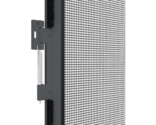 Detail pohledu na síť proti hmyzu s rámem, závěsem a pružinou