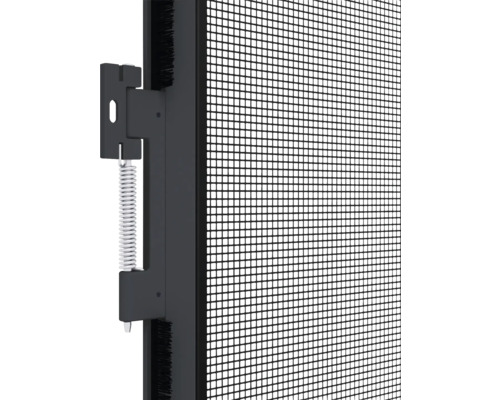 Detailní pohled na dveře proti hmyzu s rámem, mřížkou a upevněním