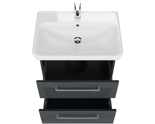 Umyvadlo se dvěma zásuvkami a umyvadlovou baterií