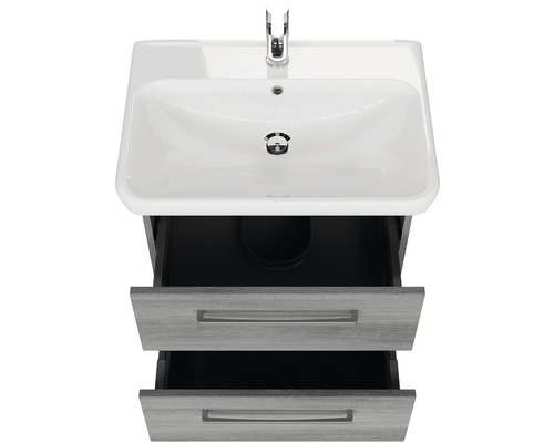 Skříňka pod umyvadlo se dvěma zásuvkami a keramickým umyvadlem