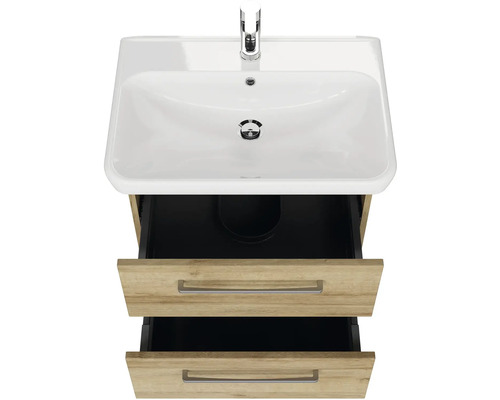 Umyvadlová skříňka se dvěma zásuvkami a keramickým umyvadlem