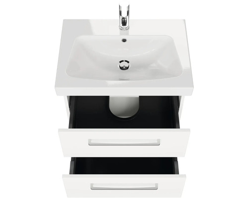 Umyvadlová skříňka se dvěma zásuvkami a keramickým umyvadlem