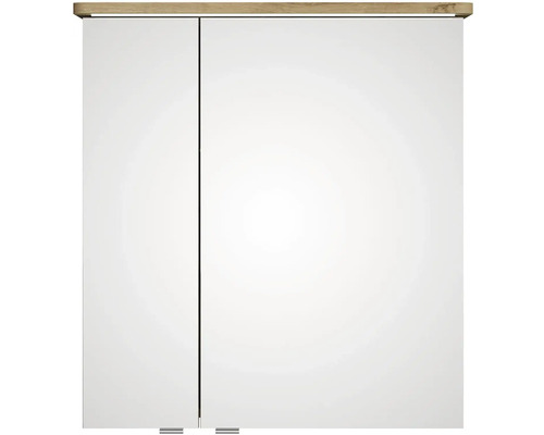 Zrcadlová skříňka se dvěma dvířky a dřevěným prvkem