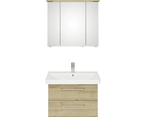 Umyvadlová skříňka se dvěma zásuvkami, umyvadlem a zrcadlovou skříňkou