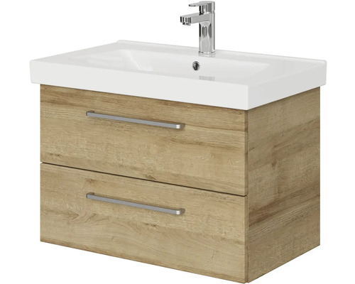 Skříňka pod umyvadlo se dvěma zásuvkami, keramické umyvadlo a armatura