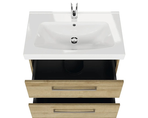 Umyvadlová skříňka se dvěma zásuvkami a keramickým umyvadlem