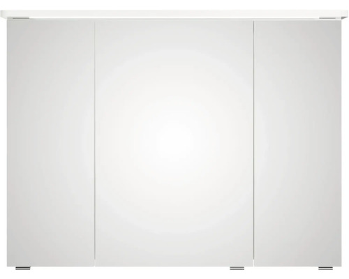 Bílá zrcadlová skříňka se třemi dvířky do koupelny