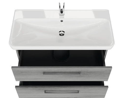 Umyvadlová skříňka se dvěma zásuvkami a keramickým umyvadlem