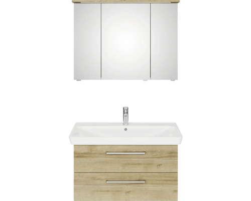 Umyvadlová sestava se zrcadlovou skříňkou a dvěma zásuvkami