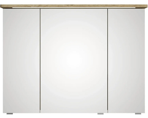 Třídveřová šatní skříň s dřevěnou deskou