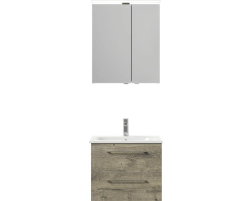 Koupelnové umyvadlo s umyvadlovou skříňkou a zrcadlovou skříňkou