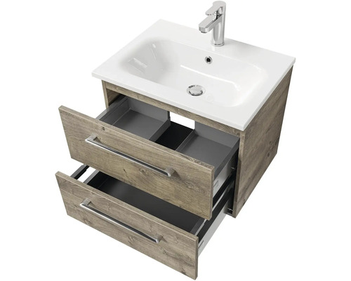 Skříňka pod umyvadlo se dvěma zásuvkami, umyvadlem a vodovodní baterií