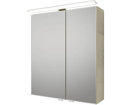 Zrcadlová skříňka s osvětlením a dvěma dvířky do koupelny