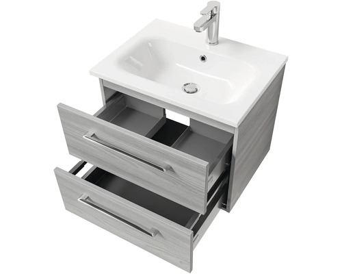 Skříňka pod umyvadlo se dvěma zásuvkami a keramickým umyvadlem