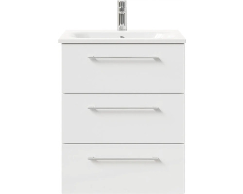 Skříňka pod umyvadlo se třemi zásuvkami a umyvadlem na desku