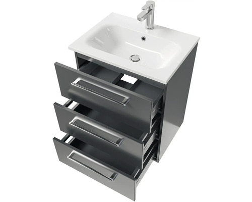 Skříňka pod umyvadlo se třemi zásuvkami, umyvadlem a baterií