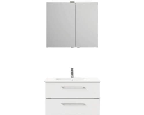 Umyvadlová skříňka se dvěma zásuvkami, umyvadlem a zrcadlovou skříňkou