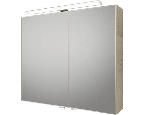 Zrcadlová skříňka se dvěma zrcadlovými dvířky a osvětlením