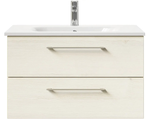 Skříňka pod umyvadlo se dvěma zásuvkami, keramické umyvadlo a vodovodní baterie