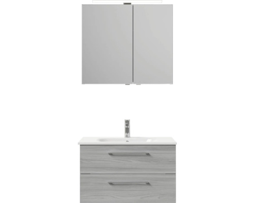 Koupelnový set se zrcadlovou skříňkou, skříňkou pod umyvadlo, umyvadlem a baterií