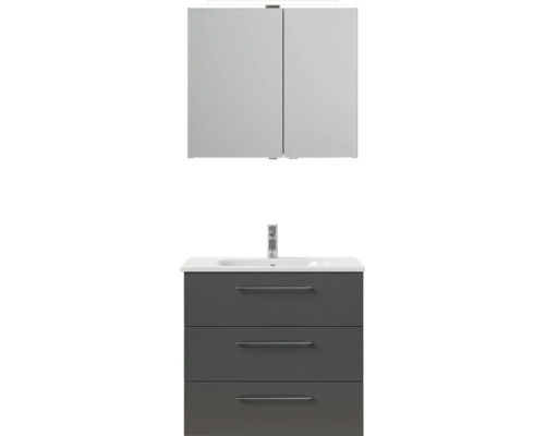 Sestava koupelnového nábytku se zrcadlovou skříňkou, umyvadlem a spodní skříňkou se zásuvkami