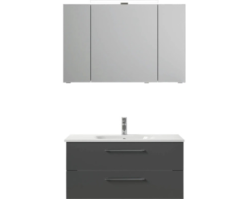 Umyvadlo se skříňkou a zrcadlová skříňka do koupelny