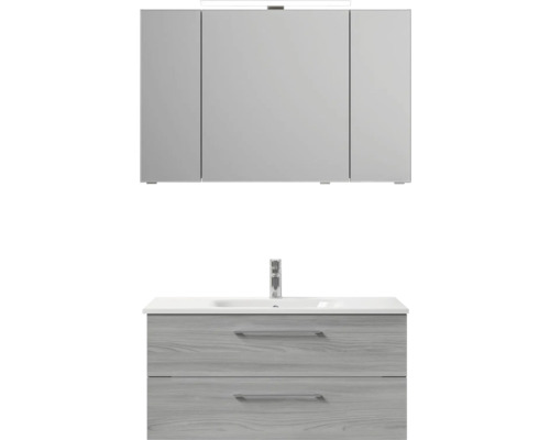 Umyvadlová sestava se zrcadlovou skříňkou a dvěma zásuvkami