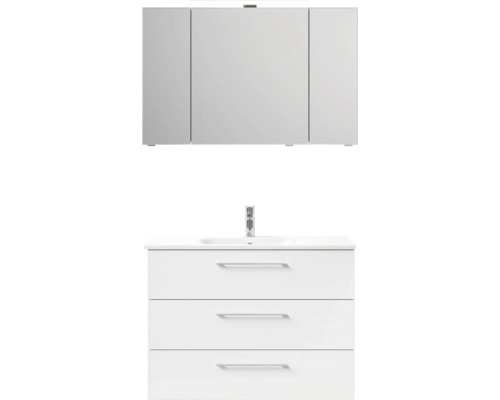 Umyvadlová skříňka se třemi zásuvkami a zrcadlová skříňka do koupelny