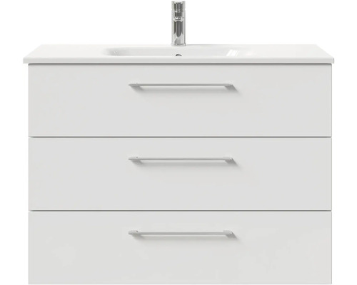 Skříňka pod umyvadlo se třemi zásuvkami a umyvadlem na desku