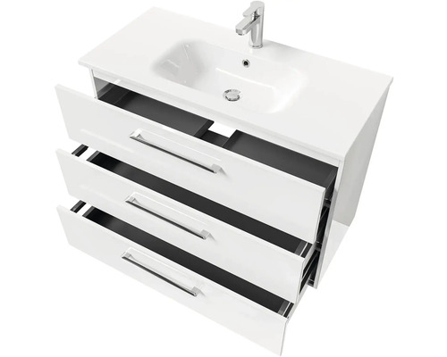 Skříňka pod umyvadlo se třemi zásuvkami, umyvadlem a baterií