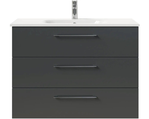 Skříňka pod umyvadlo se třemi zásuvkami a umyvadlem na desku