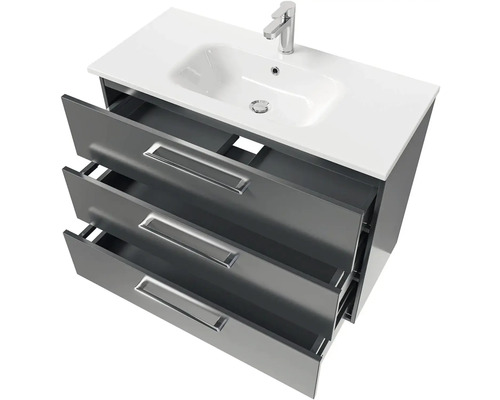 Skříňka pod umyvadlo s umyvadlem a třemi zásuvkami