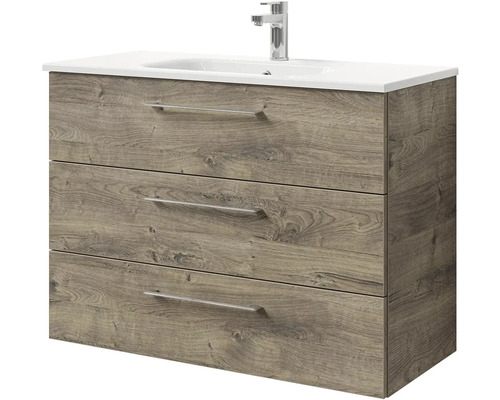 Skříňka pod umyvadlo se třemi zásuvkami, umyvadlem a vodovodní baterií