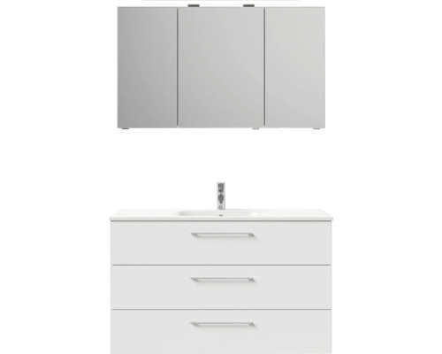 Umyvadlová skříňka se třemi zásuvkami a zrcadlová skříňka do koupelny