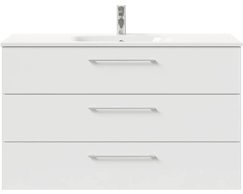 Skříňka pod umyvadlo se třemi zásuvkami a umyvadlem na desku