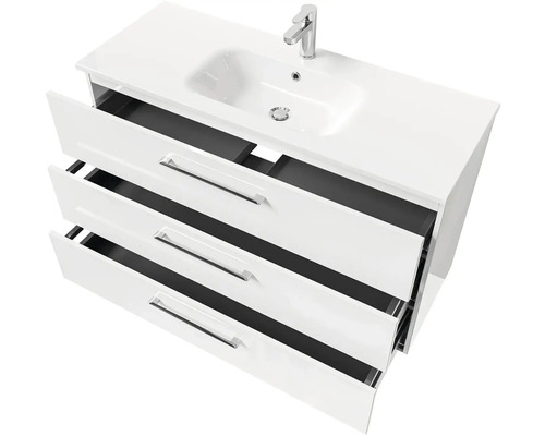 Skříňka pod umyvadlo s umyvadlem a třemi zásuvkami