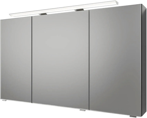 Zrcadlová skříňka se třemi dvířky a osvětlením do koupelny