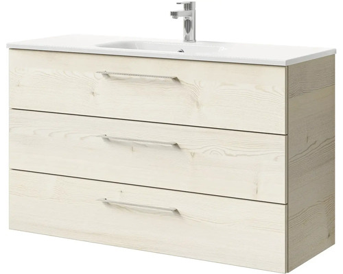 Skříňka pod umyvadlo se třemi zásuvkami, umyvadlem a vodovodní baterií