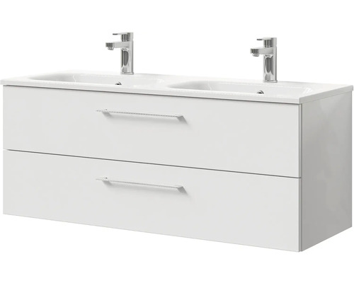 Skříňka pod umyvadlo se dvěma umyvadly a dvěma zásuvkami