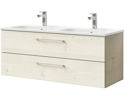 Skříňka pod dvojité umyvadlo se dvěma umyvadly a zásuvkami