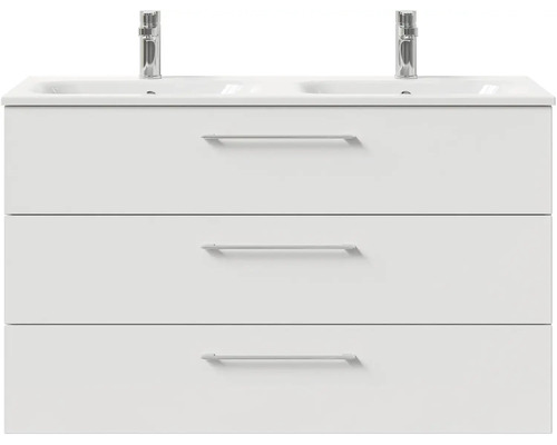 Skříňka pod umyvadlo se třemi zásuvkami a dvěma umyvadly