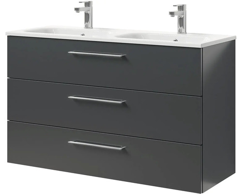 Skříňka pod umyvadlo se třemi zásuvkami a dvěma umyvadly