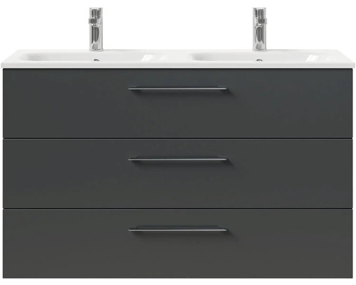 Skříňka pod umyvadlo se třemi zásuvkami a dvěma umyvadly