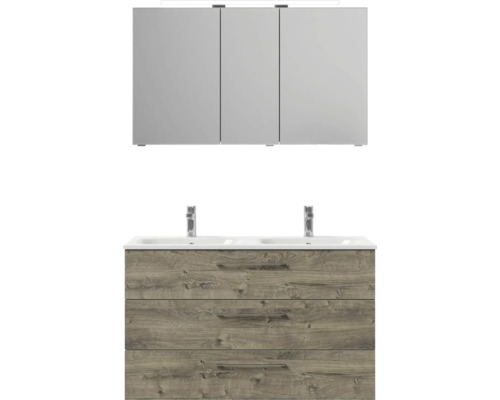 Sestava koupelnového nábytku se zrcadlovou skříňkou, umyvadlem a spodní skříňkou