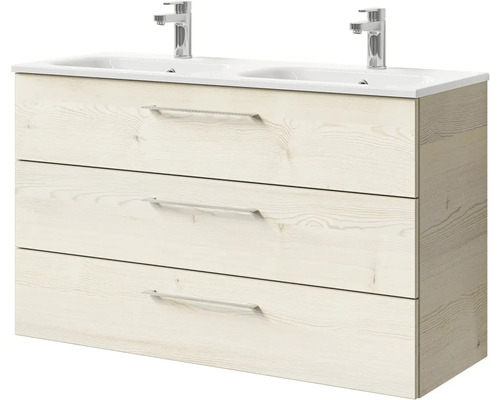 Skříňka pod umyvadlo se třemi zásuvkami a dvěma umyvadly