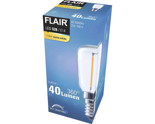 Balení LED žárovky Flair S28 E14, 40 lumenů, nestmívatelná
