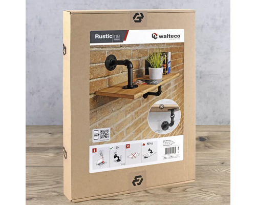 Balení držáku nástěnné police v industriálním designu