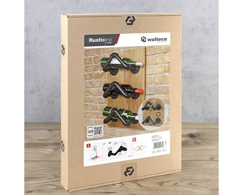 Balení držáku na víno pro montáž na stěnu v industriálním designu